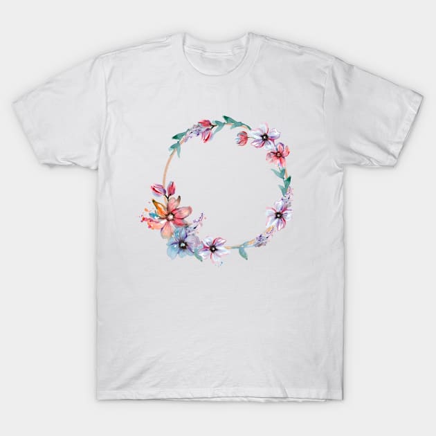 Spring Floral Wreath T-Shirt by DulceDulce